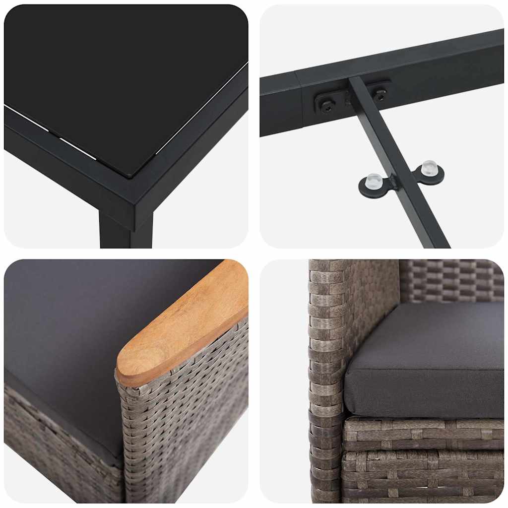 Scaune Exterioare 5 pcs Gri Gri închis 160 x 80 x 73 cm GartenMobel Dekor