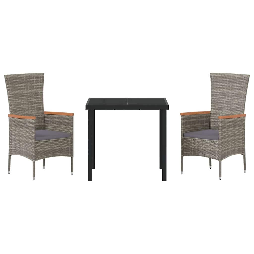 Scaune de grădină cu pernă 3 pcs Gri 80 x 80 x 73 cm GartenMobel Dekor