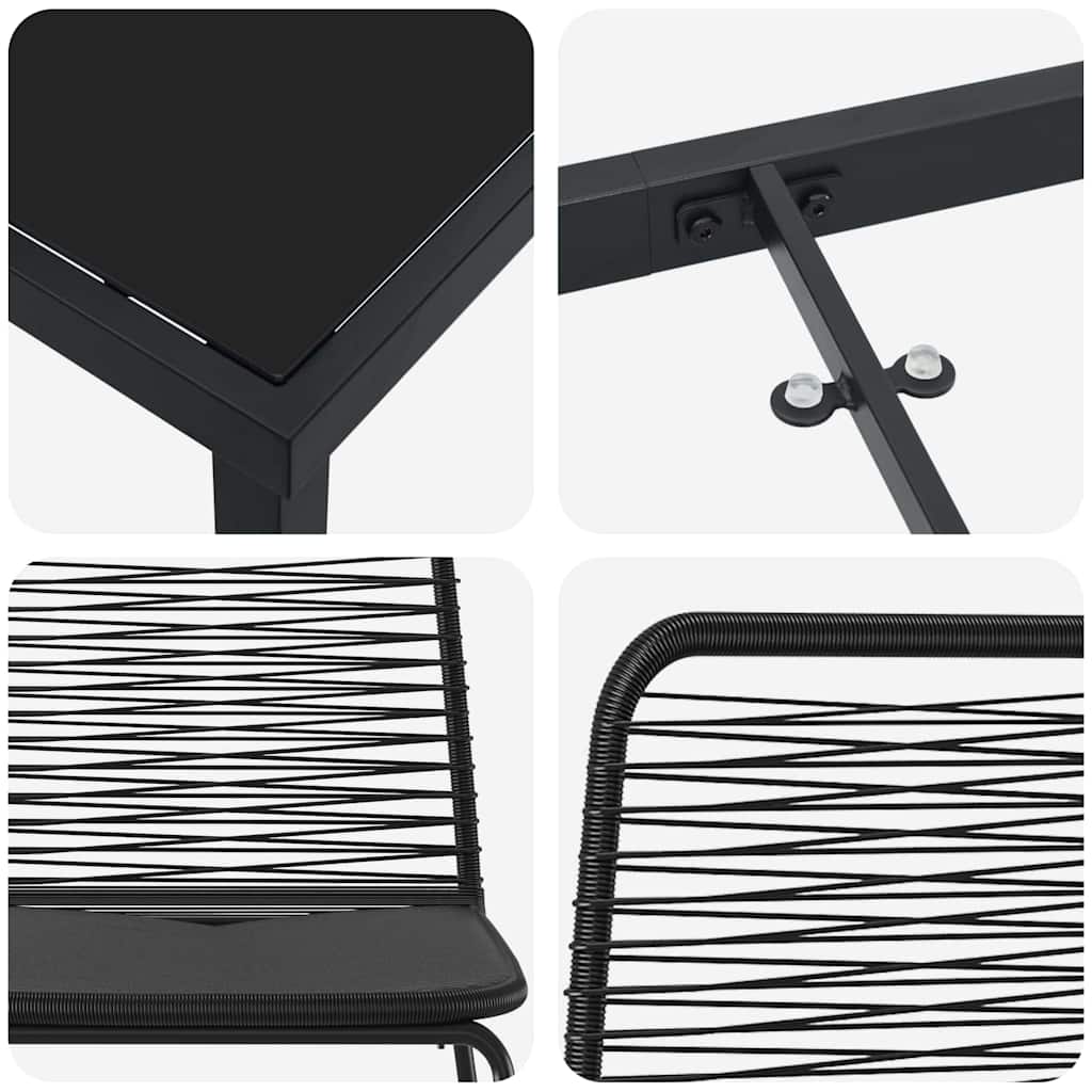 Scaune exterioare negre 3 pcs Negru 80 x 80 x 73 cm GartenMobel Dekor