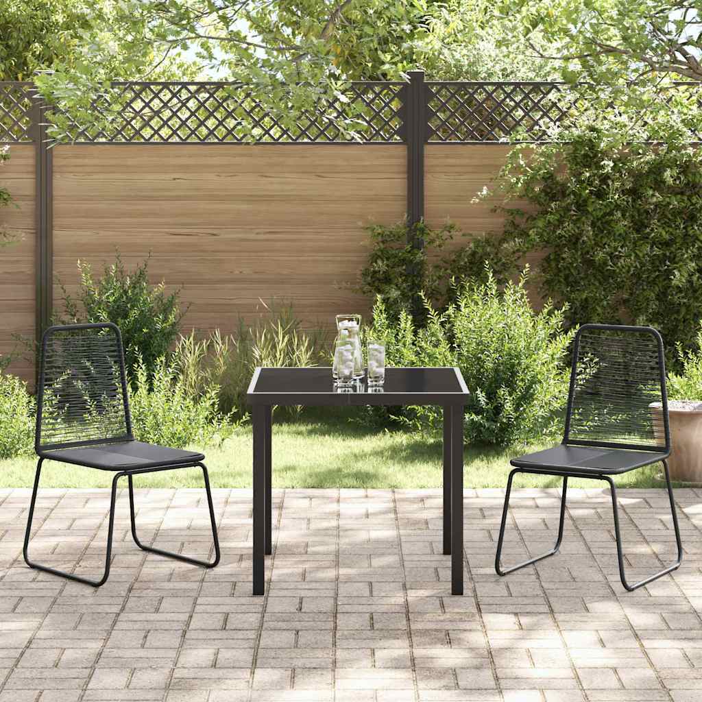 Scaune exterioare negre 3 pcs Negru 80 x 80 x 73 cm GartenMobel Dekor