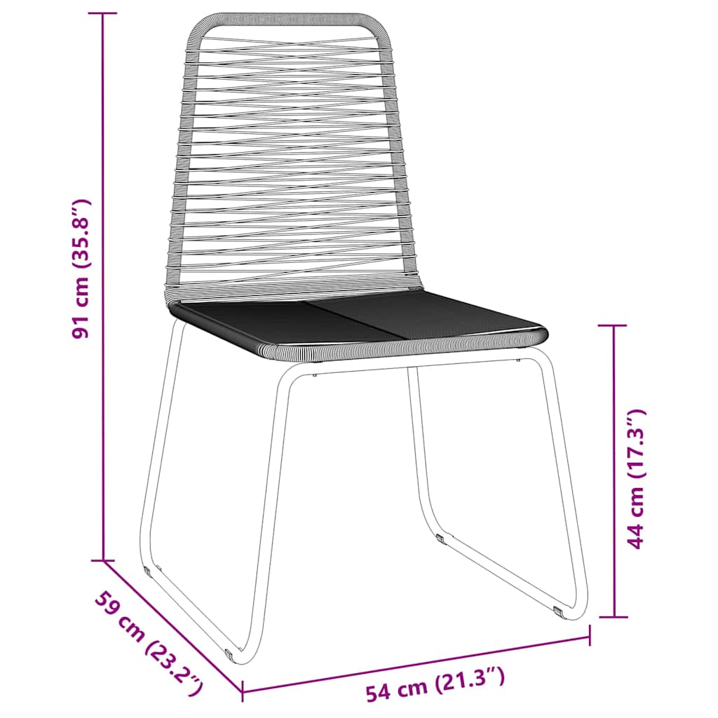 Scaune exterioare negre 3 pcs Negru 80 x 80 x 73 cm GartenMobel Dekor