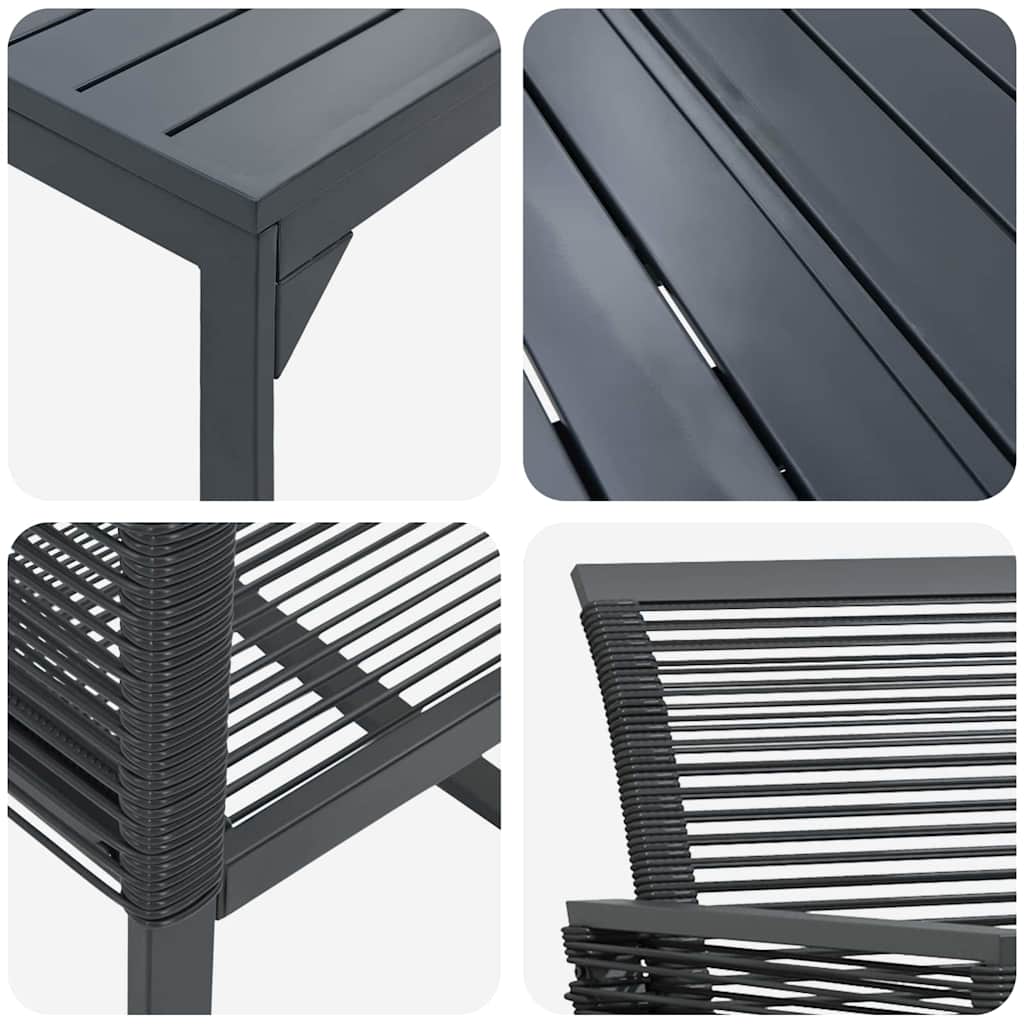 Set de Mese pentru Grădină Manual 7 pcs Negru Medie GartenMobel Dekor