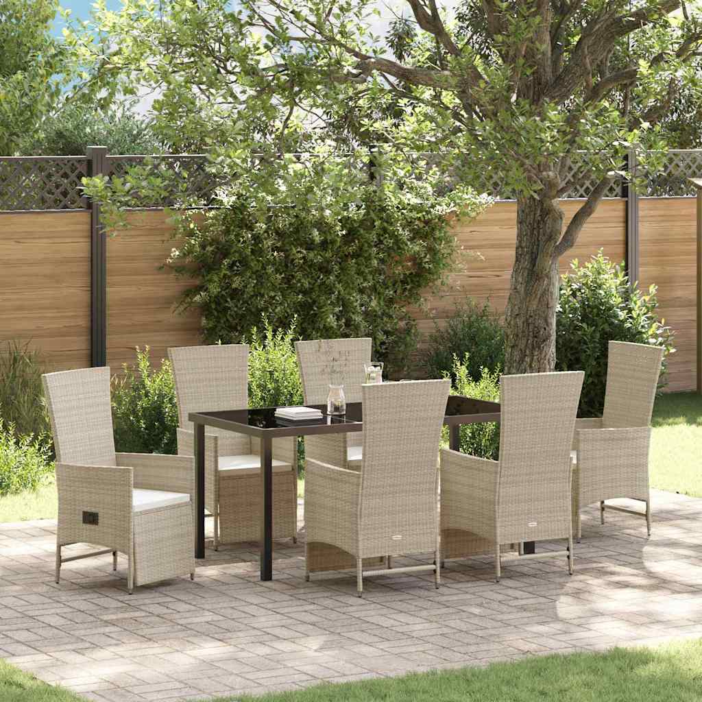Set de Scaune de Grădină Înclinabile 7 pcs Bej 160 x 80 x 73 cm GartenMobel Dekor