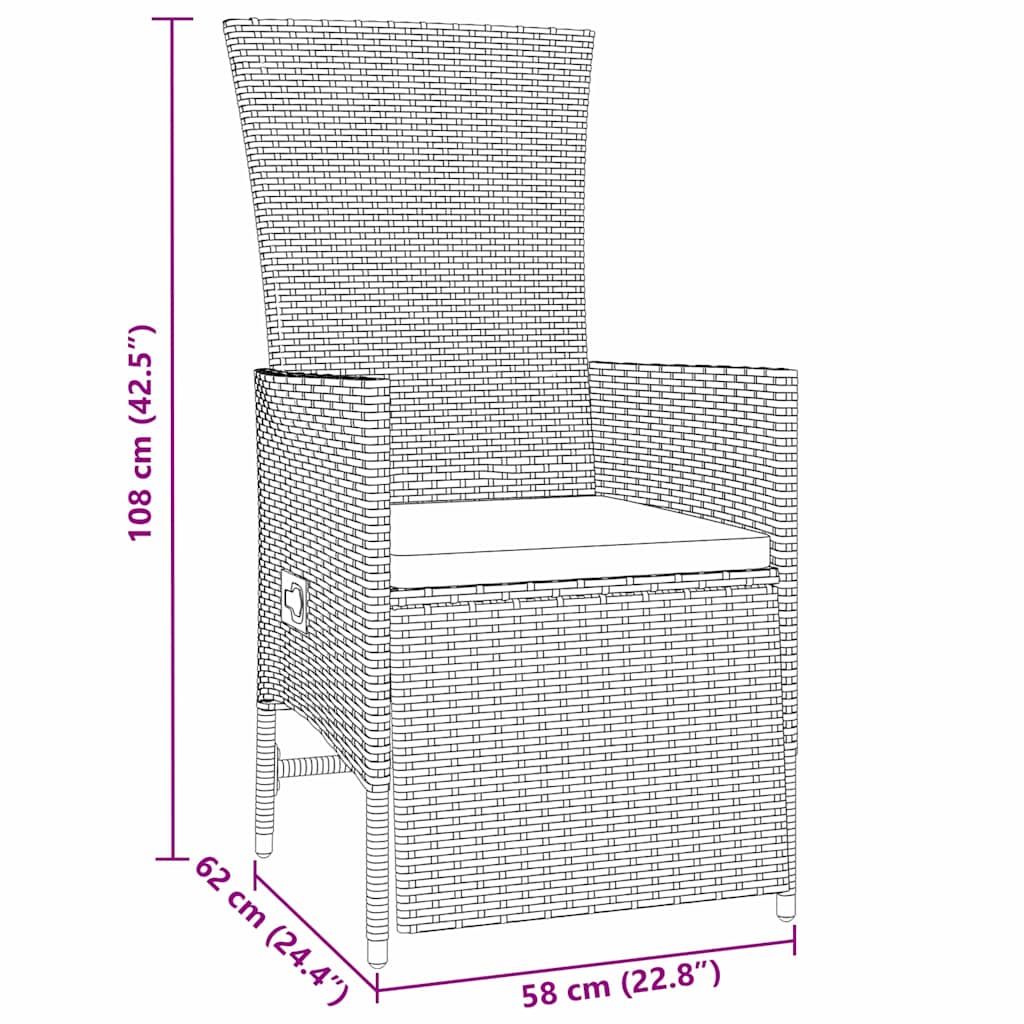 Set de Scaune de Grădină Înclinabile 7 pcs Bej 160 x 80 x 73 cm GartenMobel Dekor