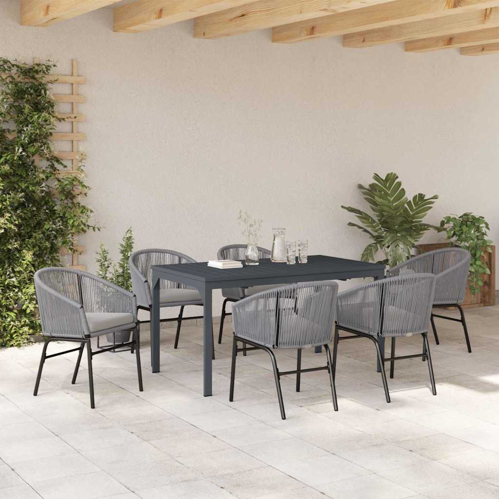 Set de mese grădină Manual 7 pcs Gri Mare Metal & Ratan GartenMobel Dekor