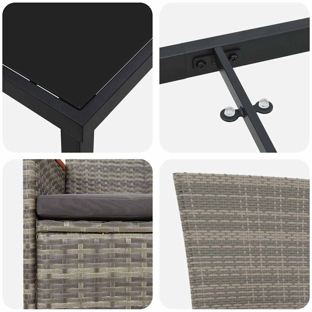 Set masă grădină cu pernă 5 pcs Gri 140 x 70 x 73 cm GartenMobel Dekor