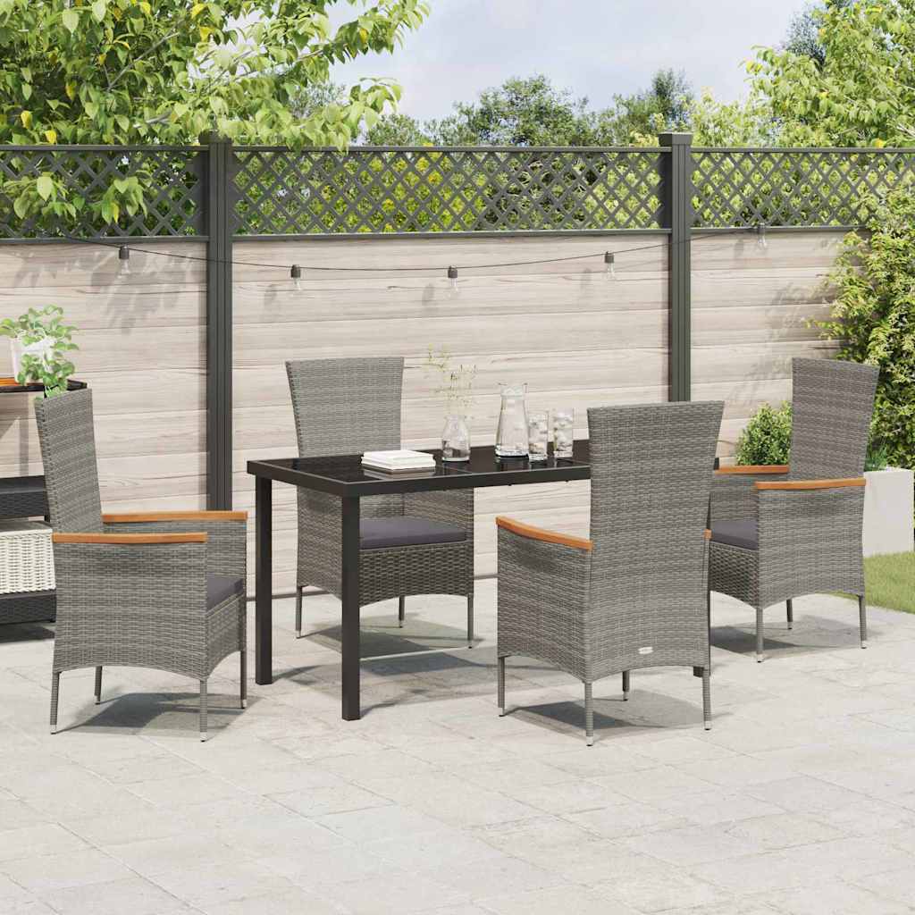 Set masă grădină cu pernă 5 pcs Gri 140 x 70 x 73 cm GartenMobel Dekor