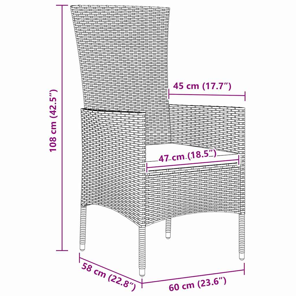 Set mese grădină cu pernă 7 pcs Bej Negru 160 x 80 x 73 cm GartenMobel Dekor