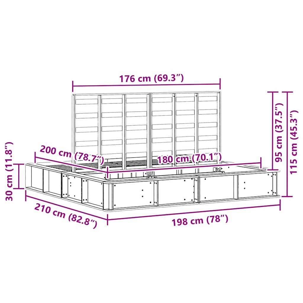Cadru de pat cu depozitare Maro 180 x 200 cm lemn GartenMobel Dekor