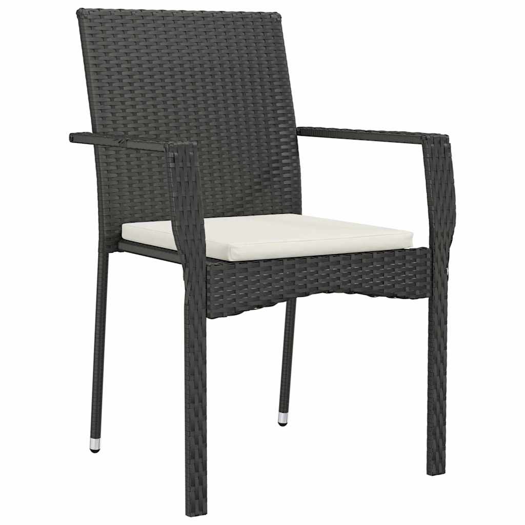 Set de Masă de Grădină 5 pcs Negru 160 x 80 x 73 cm Rattan PE GartenMobel Dekor