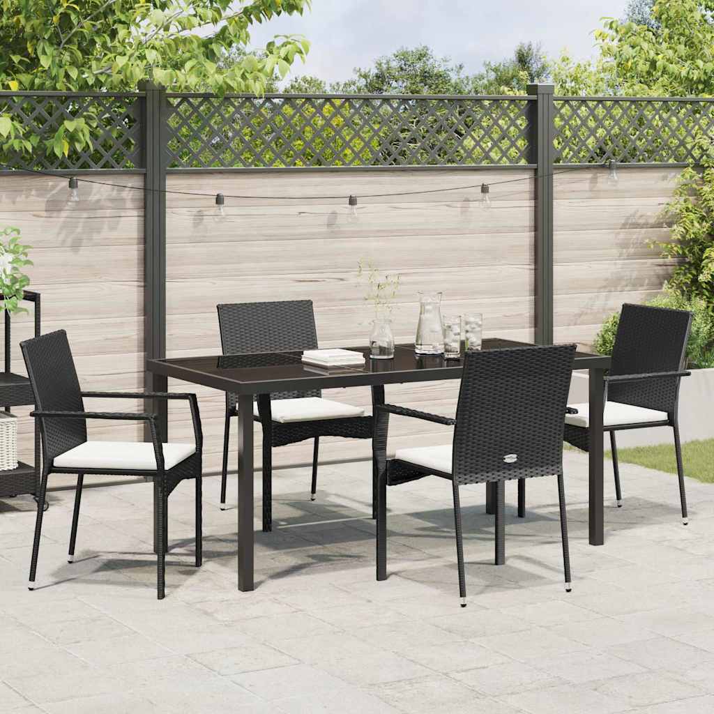 Set de Masă de Grădină 5 pcs Negru 160 x 80 x 73 cm Rattan PE GartenMobel Dekor