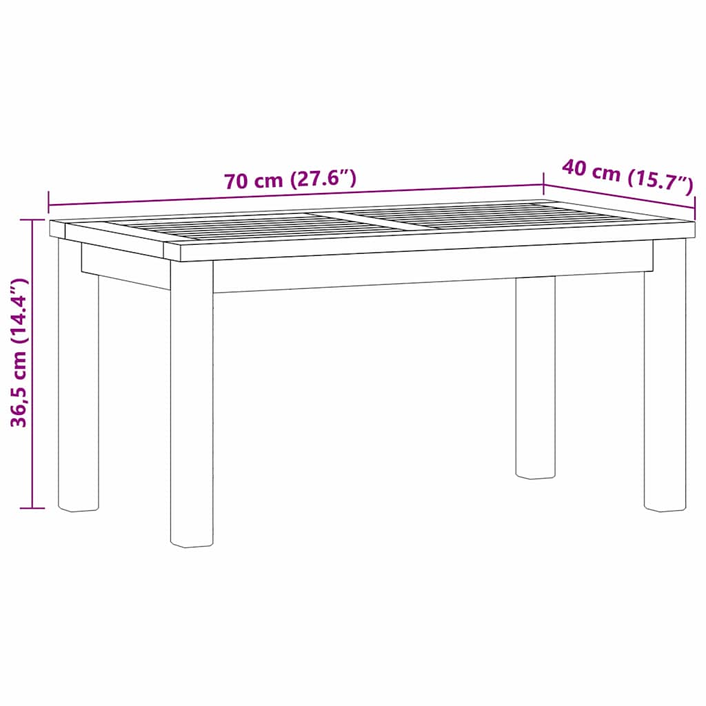 Masă de cafea Maro 70 x 40 x 36 cm Lemn masiv de tec GartenMobel Dekor