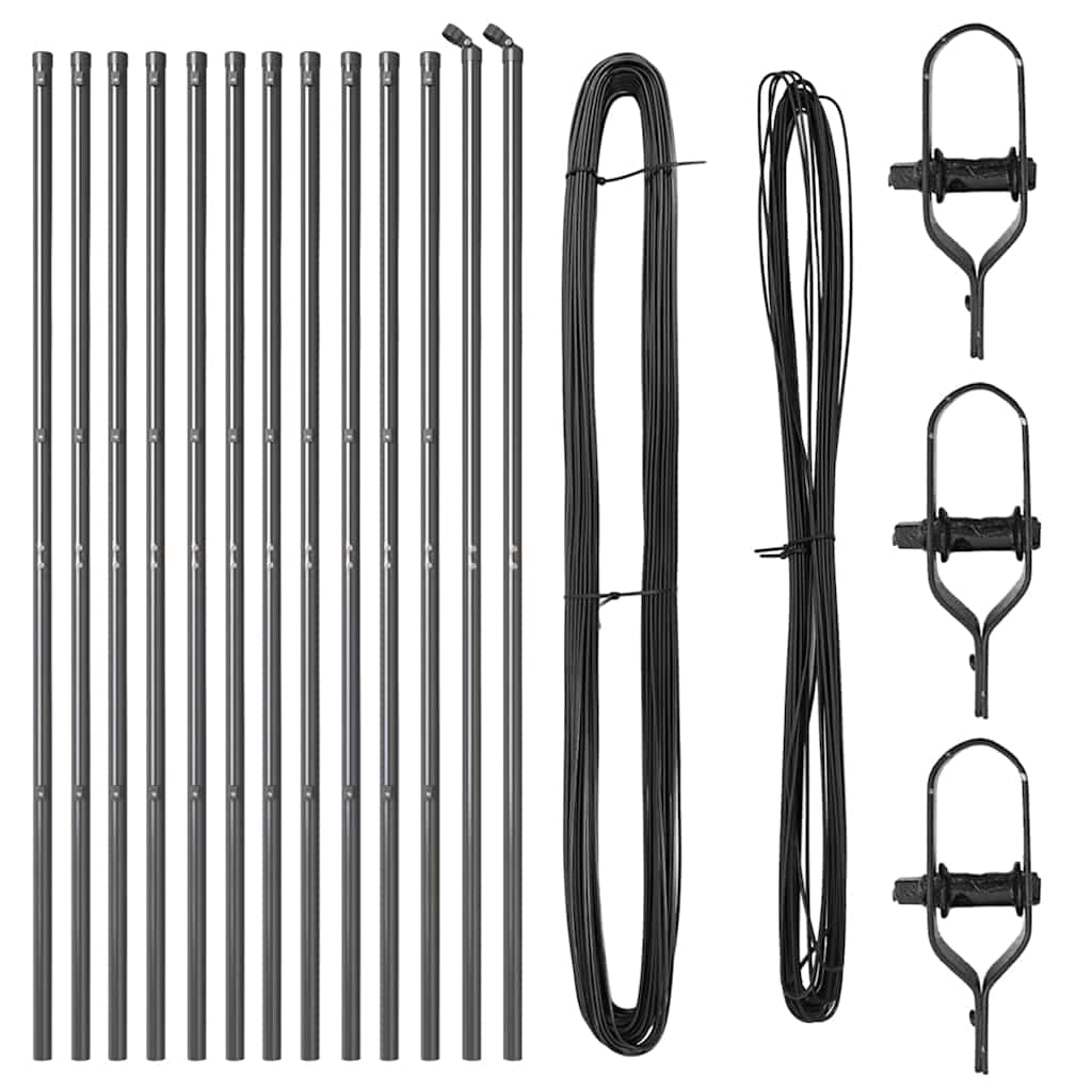 Set Stâlpi de Împrejmuire Manual 13 pcs Gri Ø32mm 160 cm GartenMobel Dekor