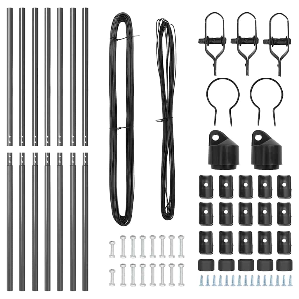 Set de Posturi de Împrejmuire 7 pcs Gri Ø32mm 150 cm Metal GartenMobel Dekor