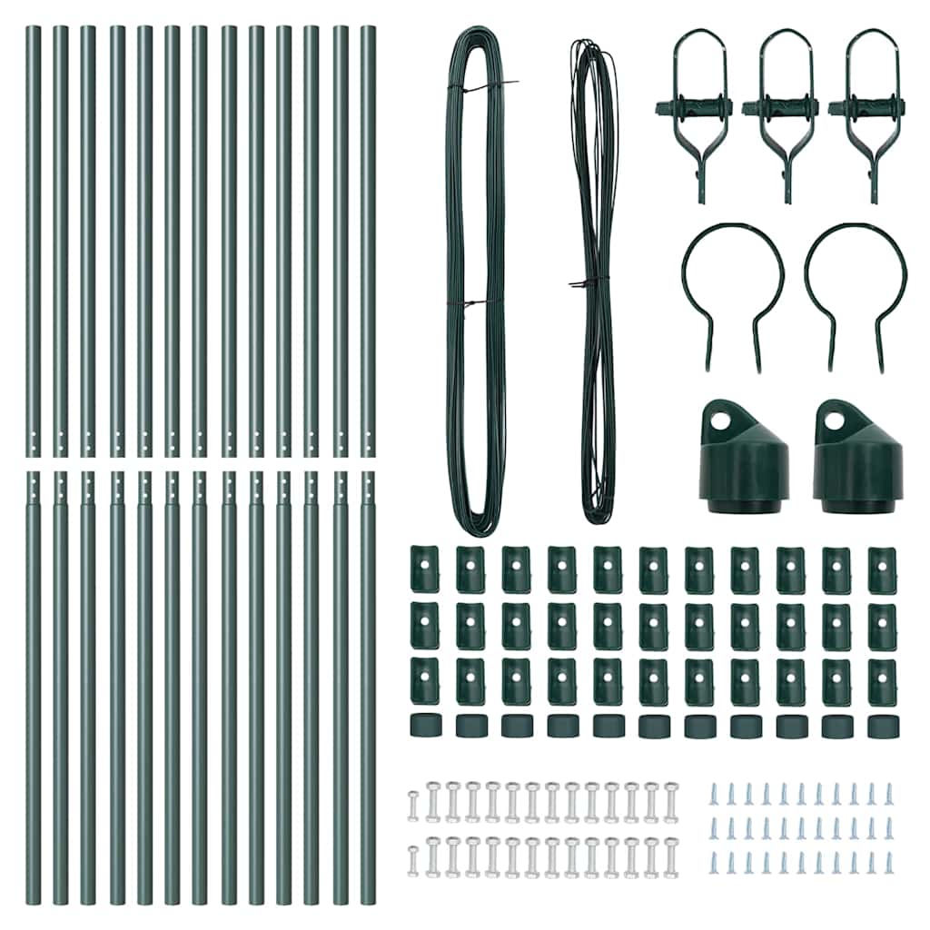 Set de stâlpi Manual 13 pcs Verde Ø32mm 210 cm Oţel GartenMobel Dekor