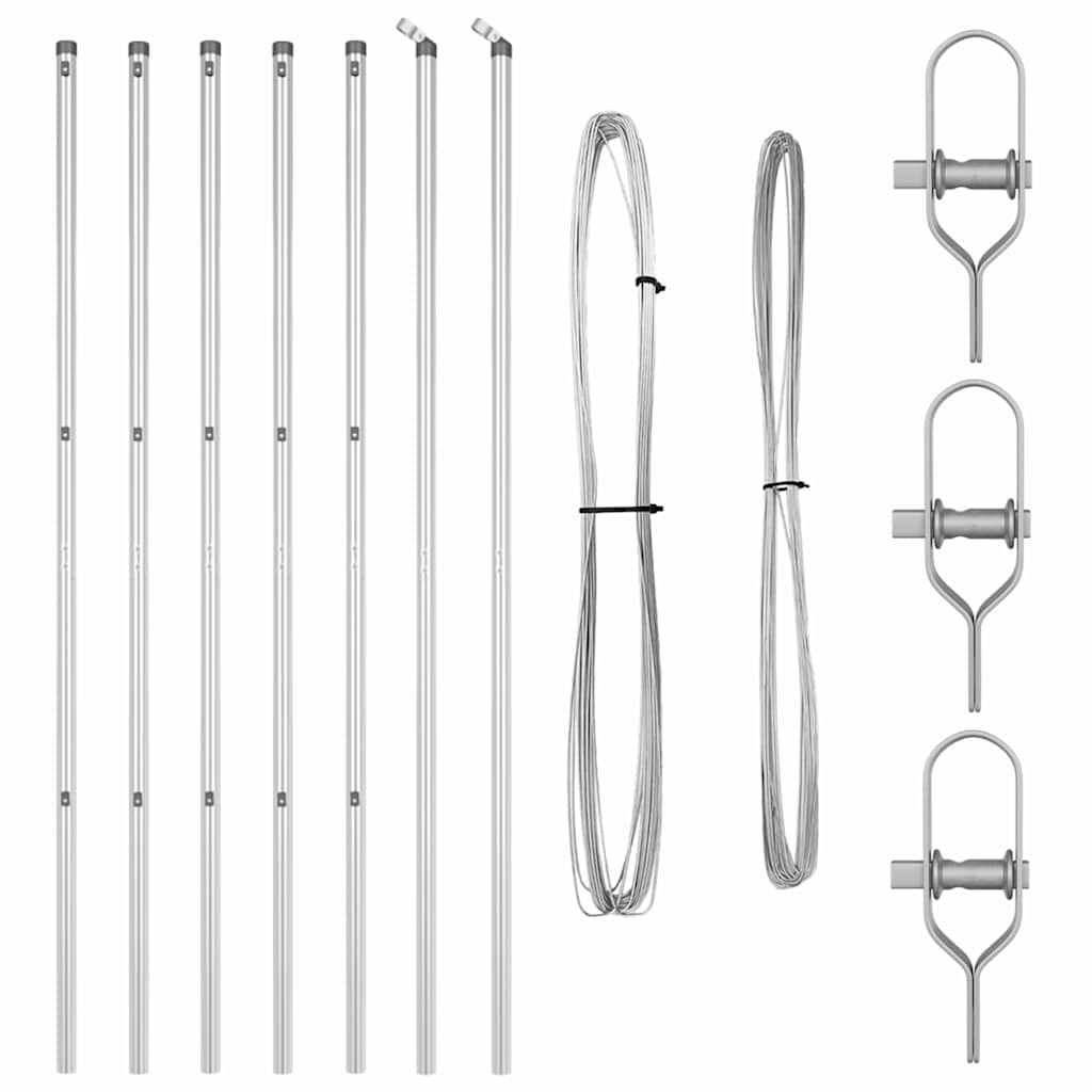 Set de stâlpi de gard Manual 7 pcs Argintiu Ø32mm 190 cm GartenMobel Dekor