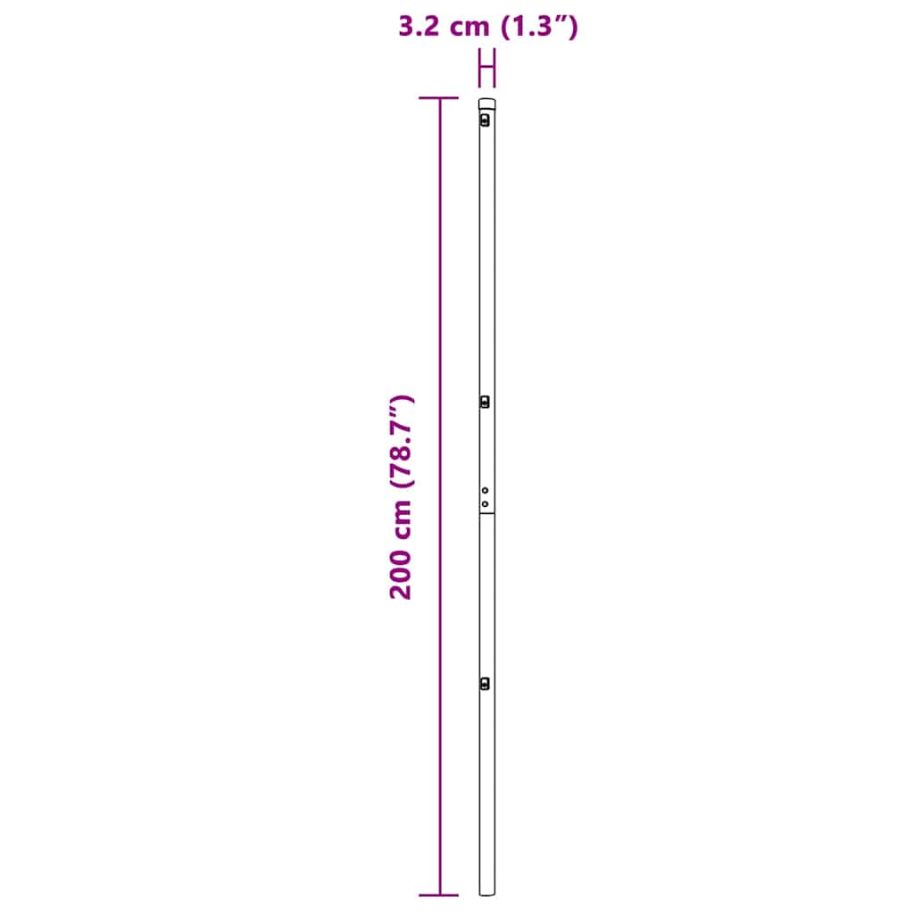 Set de stâlpi de împrejmuire 7 pcs Gri Ø32mm 200 cm Metal GartenMobel Dekor
