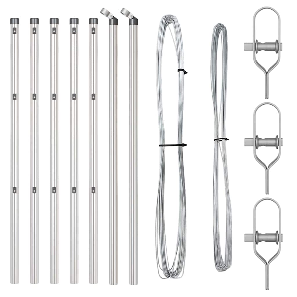 Set de stâlpi de împrejmuire Manual 7 pcs Argintiu Ø32mm 80 cm GartenMobel Dekor