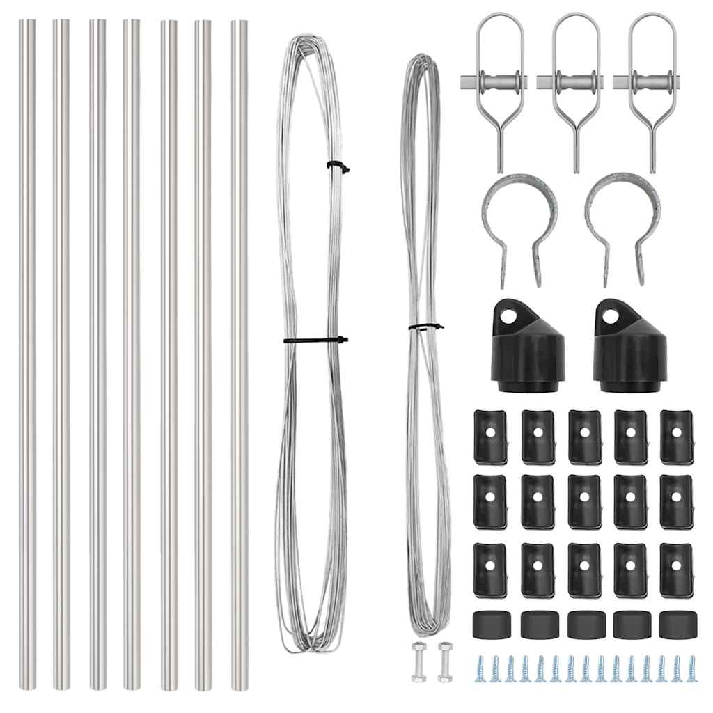 Set de stâlpi de împrejmuire Manual 7 pcs Argintiu Ø32mm 80 cm GartenMobel Dekor