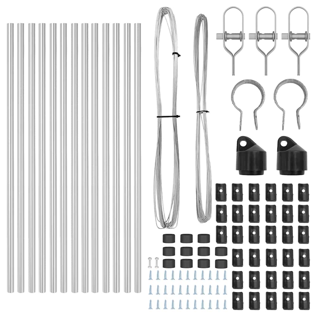 Set de stâlpi pentru gard Manual 13 pcs Argintiu Ø32mm 100 cm GartenMobel Dekor