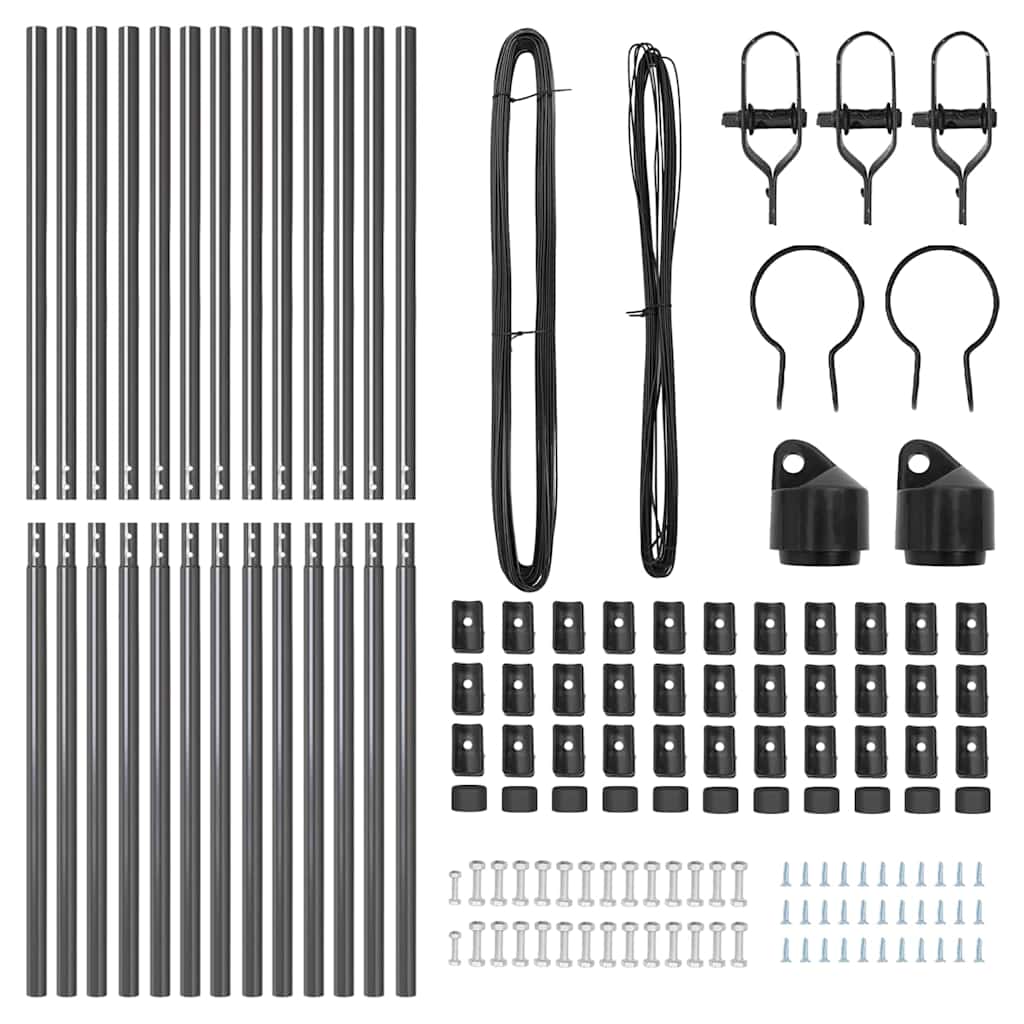 Set posturi gard Manual 13 pcs Gri Ø32mm 170 cm Metal GartenMobel Dekor