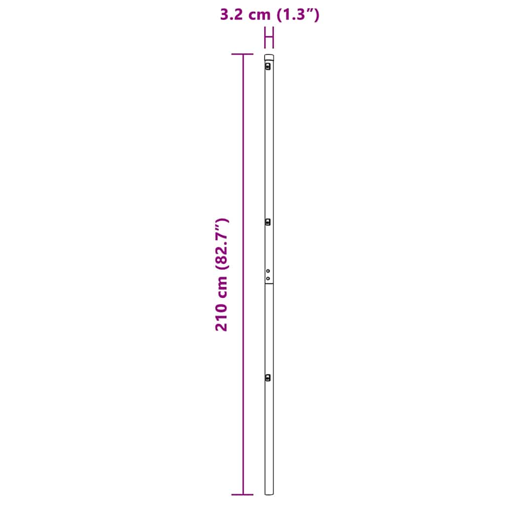 Set stâlpi de împrejmuire Manual 7 pcs Gri Ø32mm 210 cm Metal GartenMobel Dekor