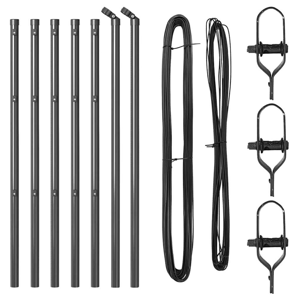Stâlpi de gard Manual 7 pcs Gri Ø32mm 120 cm Metal GartenMobel Dekor