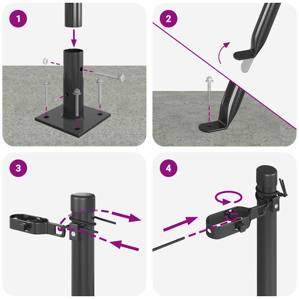 Kit de stâlpi de gard Manual 13 pcs Gri Ø32mm 160 cm Beton GartenMobel Dekor