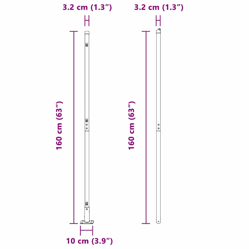 Kit de stâlpi de împrejmuire 13 pcs Verde Ø32mm 160 cm Metal GartenMobel Dekor