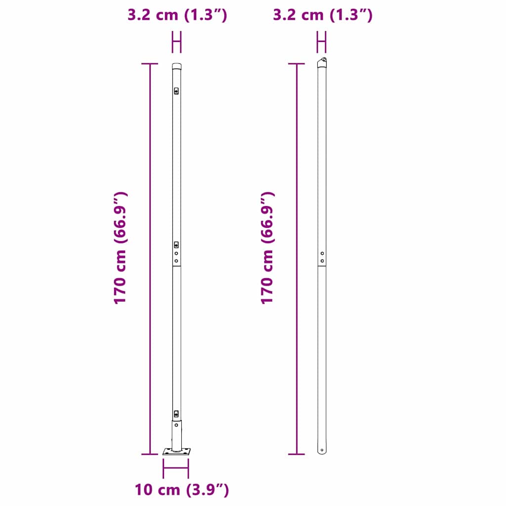 Set Posturi de gard 7 pcs Argintiu Ø32mm 160 cm Oțel galvanizat GartenMobel Dekor