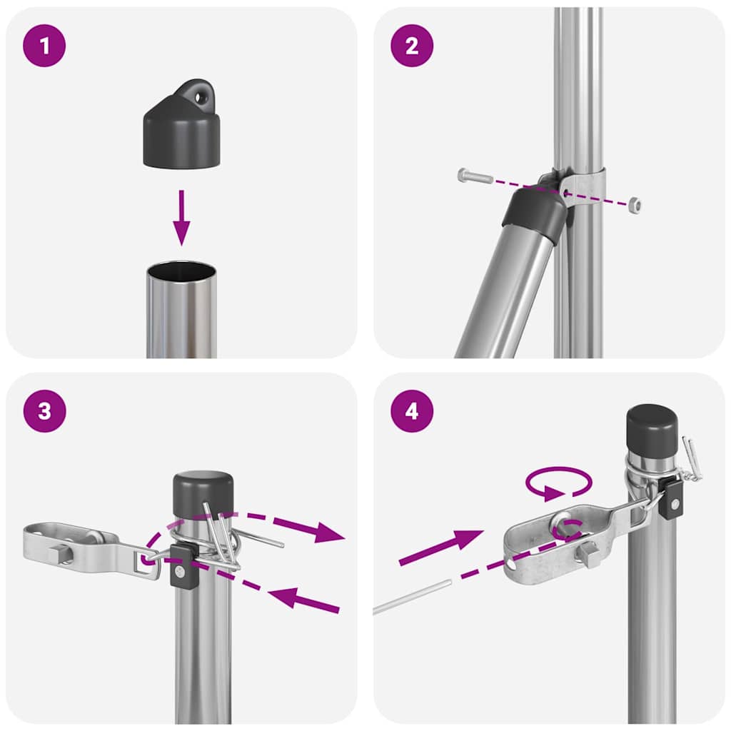 Set Stâlpi pentru Gard Manual 7 pcs Argintiu Ø32mm 210 cm GartenMobel Dekor