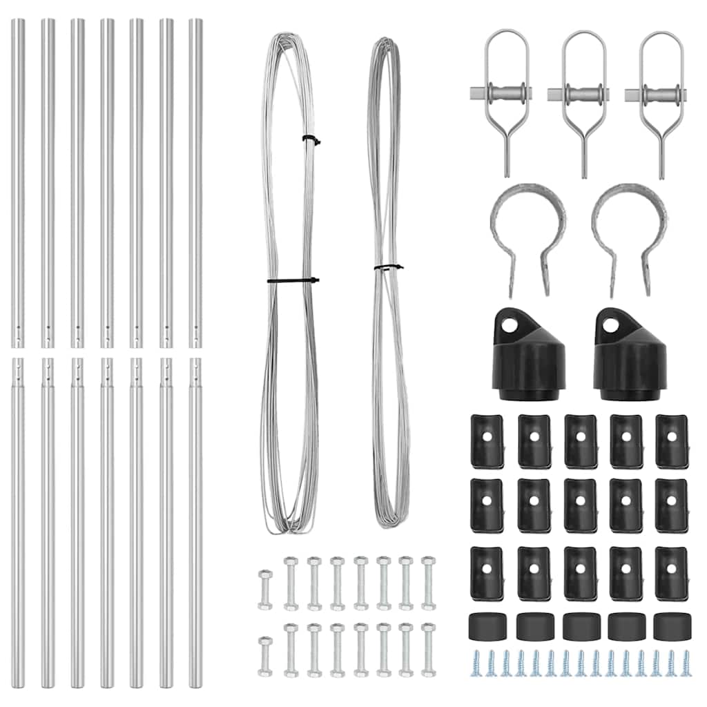 Set Stâlpi pentru Gard Manual 7 pcs Argintiu Ø32mm 210 cm GartenMobel Dekor