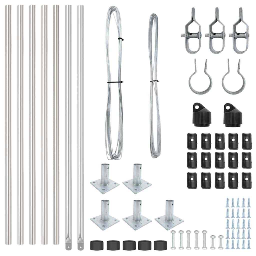 Set Stâlpi pentru gard Manual 7 pcs Argintiu Ø32mm 160 cm GartenMobel Dekor
