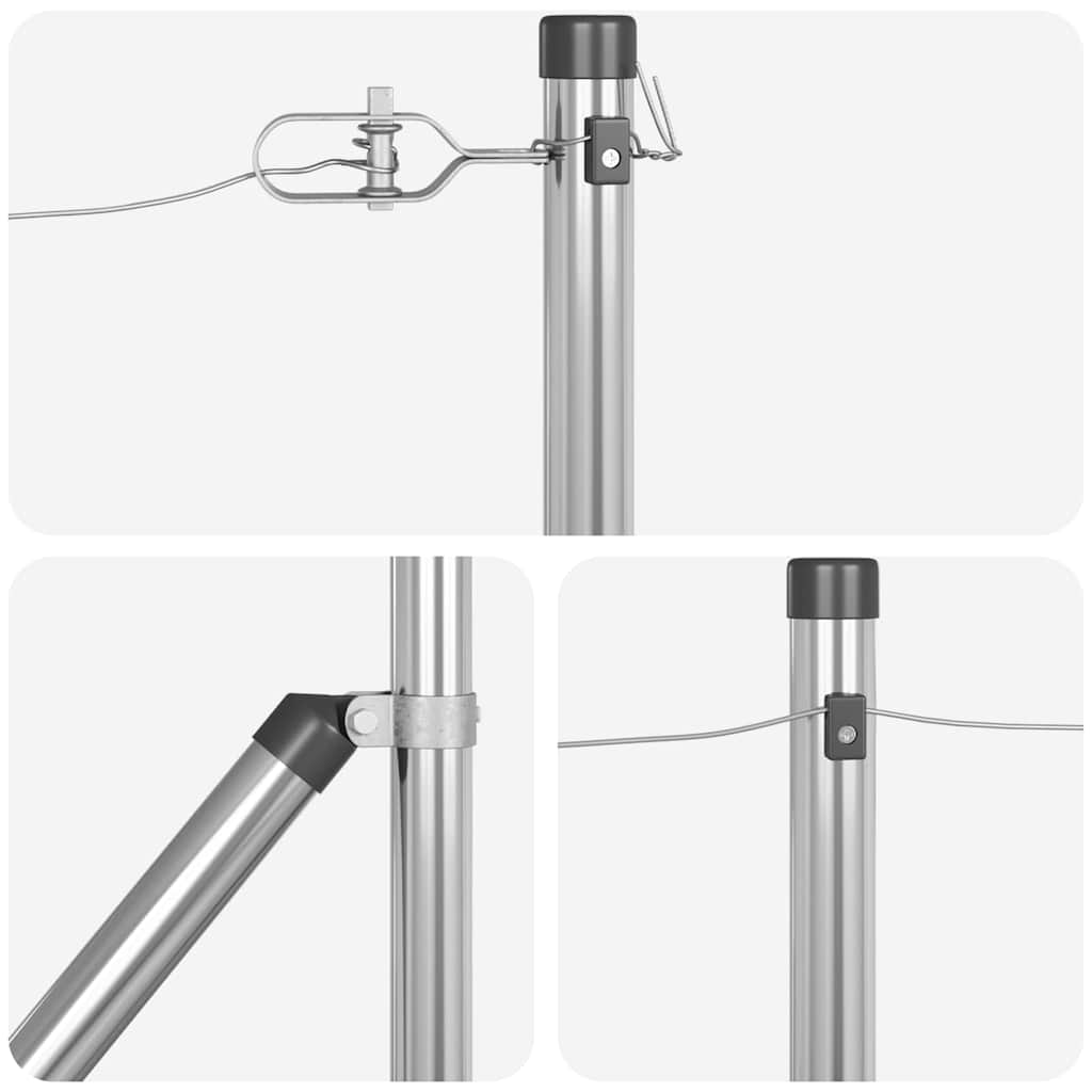Set de Stâlpi de Gard Manual 7 pcs Argintiu Ø32mm 100 cm Oţel GartenMobel Dekor