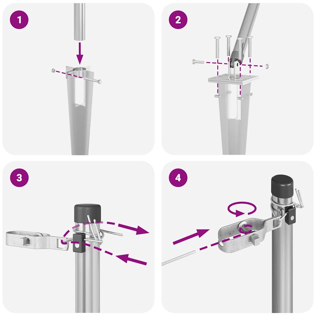 Set de piloni de împrejmuire Manual 7 pcs Argintiu Ø32mm 60 cm GartenMobel Dekor