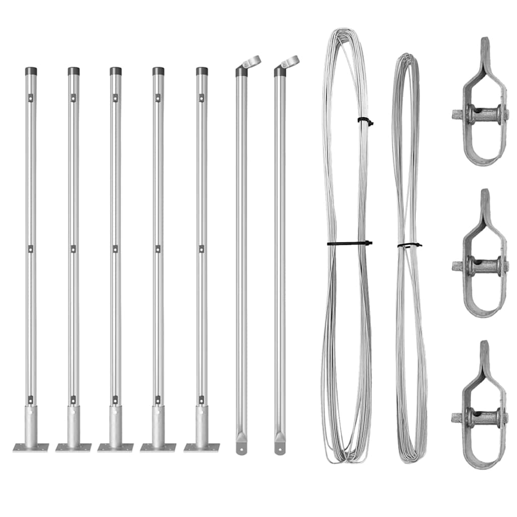 Set de stâlpi 7 pcs Argintiu Ø32mm 160 cm Oțel galvanizat GartenMobel Dekor