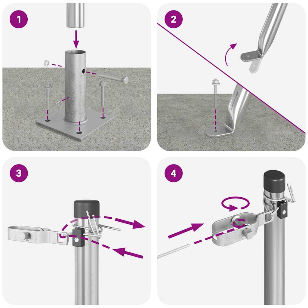 Set de stâlpi 7 pcs Argintiu Ø32mm 160 cm Oțel galvanizat GartenMobel Dekor