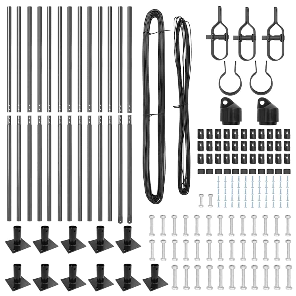 Set de stâlpi de gard 13 pcs Gri Ø32mm 160 cm Beton, metal GartenMobel Dekor