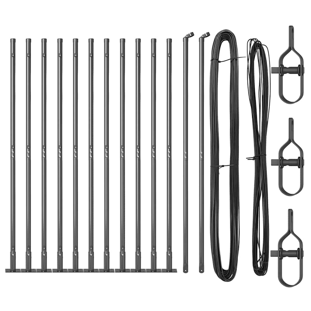 Set de stâlpi de gard 13 pcs Gri Ø32mm 160 cm Beton, metal GartenMobel Dekor