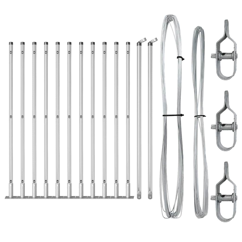 Set de stâlpi de gard Manual 13 pcs Argintiu Ø32mm 160 cm GartenMobel Dekor
