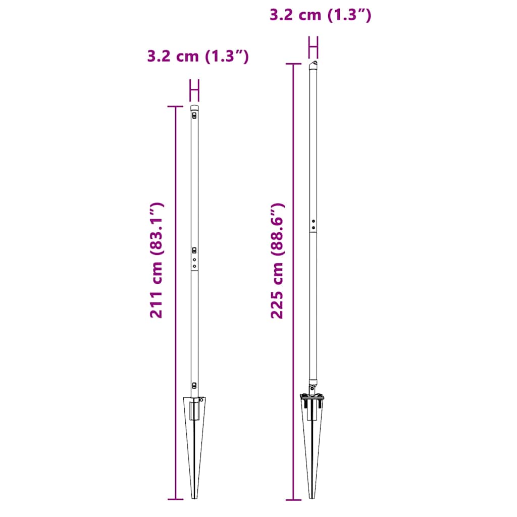 Set de stâlpi de gard Manual 13 pcs Gri Ø32mm 160 cm Metal GartenMobel Dekor