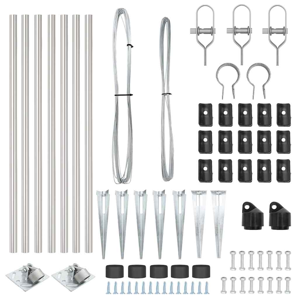 Set de stâlpi de gard Manual 7 pcs Argintiu Ø32mm 120 cm GartenMobel Dekor