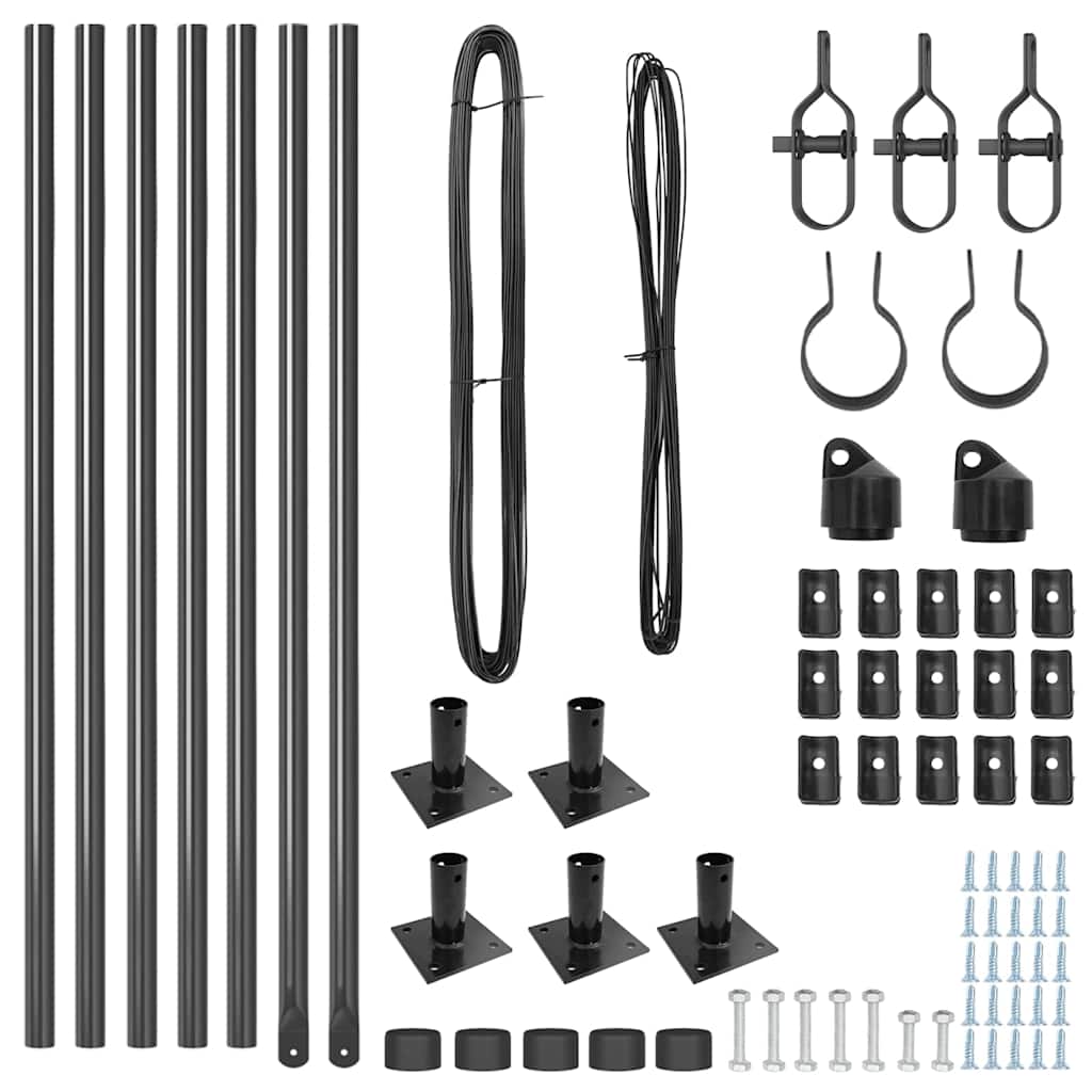 Set de stâlpi de gard Manual 7 pcs Gri Ø32mm 160 cm Beton GartenMobel Dekor