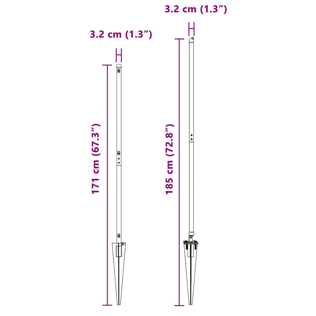 Set de stâlpi de gard Manual 7 pcs Verde Ø32mm 160 cm Metal GartenMobel Dekor