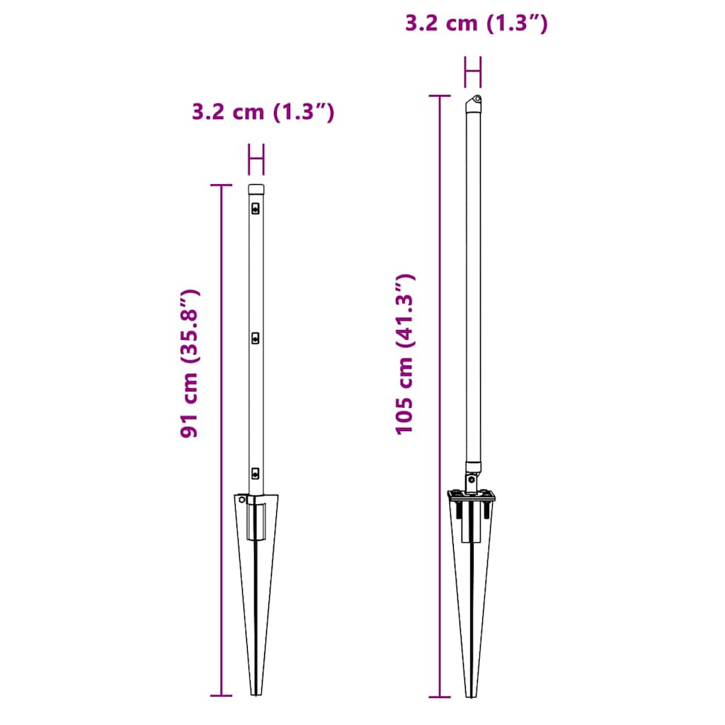 Set de stâlpi de gard Manual 7 pcs Verde Ø32mm 60 cm Metal GartenMobel Dekor