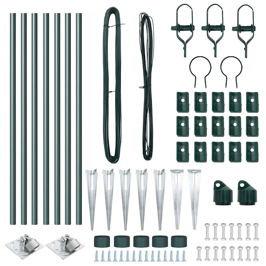 Set de stâlpi de gard Manual 7 pcs Verde Ø32mm 60 cm Metal GartenMobel Dekor