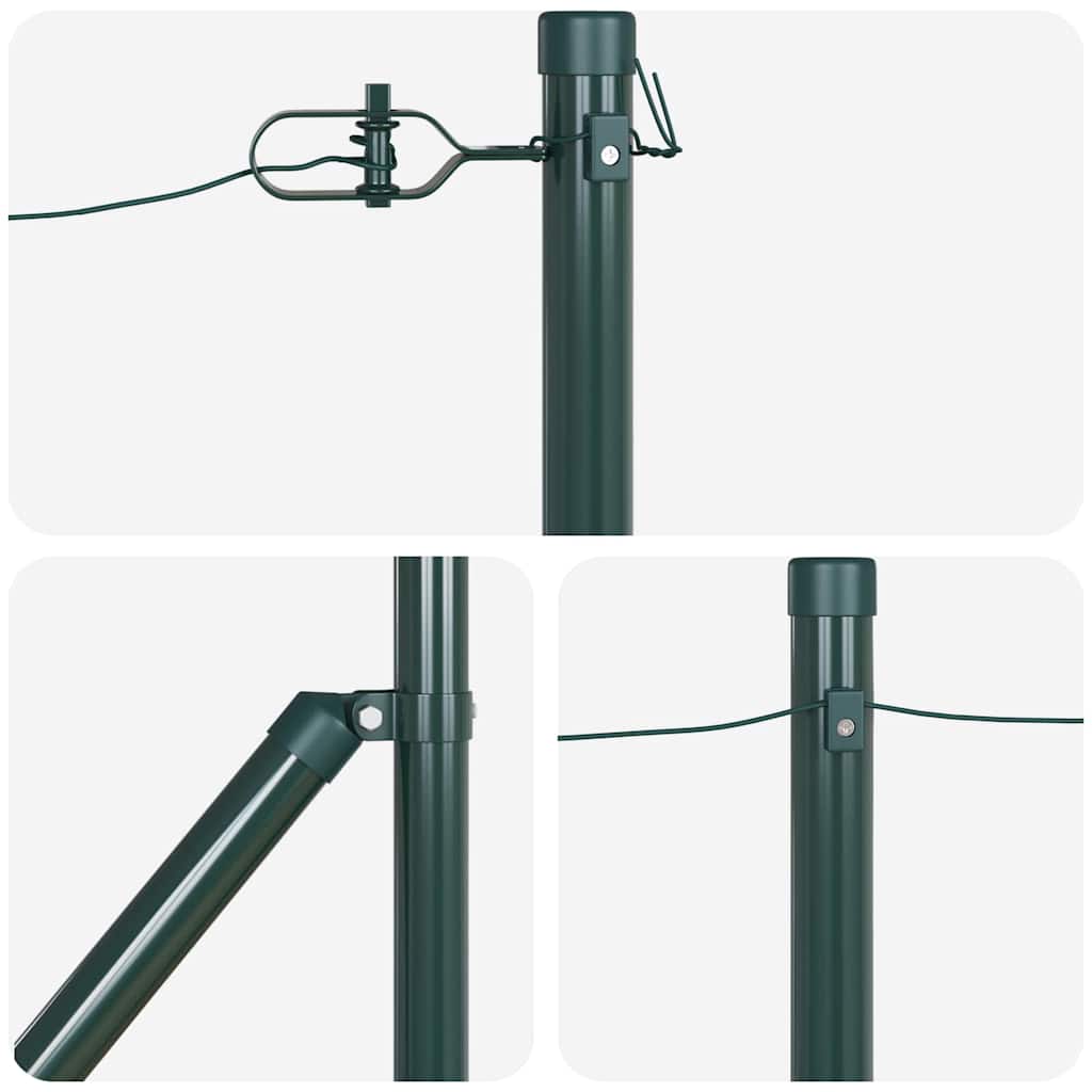 Set de stâlpi de gard Manual 7 pcs Verde Ø32mm 60 cm Metal GartenMobel Dekor