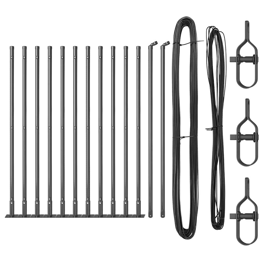 Set de stâlpi pentru gard Manual 13 pcs Gri Ø32mm 160 cm Beton GartenMobel Dekor