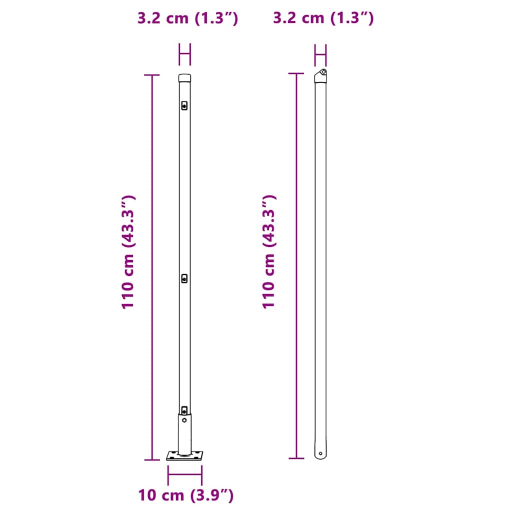 Set de stâlpi pentru gard Manual 13 pcs Gri Ø32mm 160 cm Beton GartenMobel Dekor