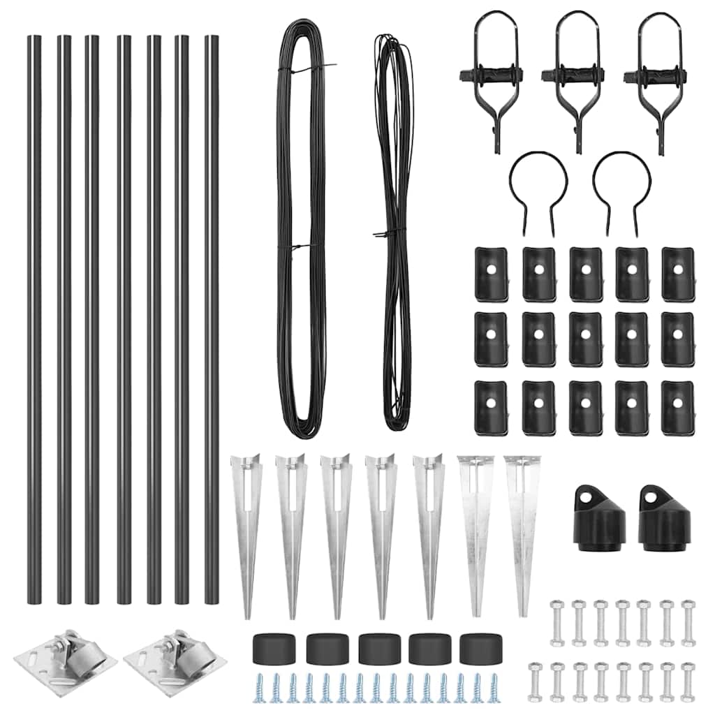 Set stâlpi pentru gard Manual 7 pcs Gri Ø32mm 100 cm Metal GartenMobel Dekor